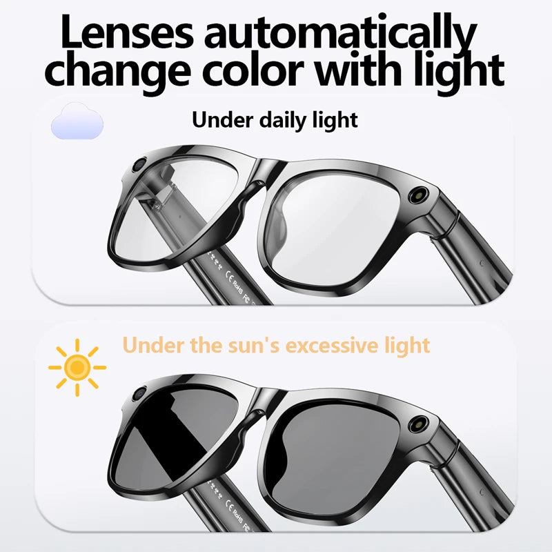 6K HD AI Smart Camera Glasses | Photochromic | Multifunction Bluetooth| Calling | Voice Assistant | Music Player | Translate
