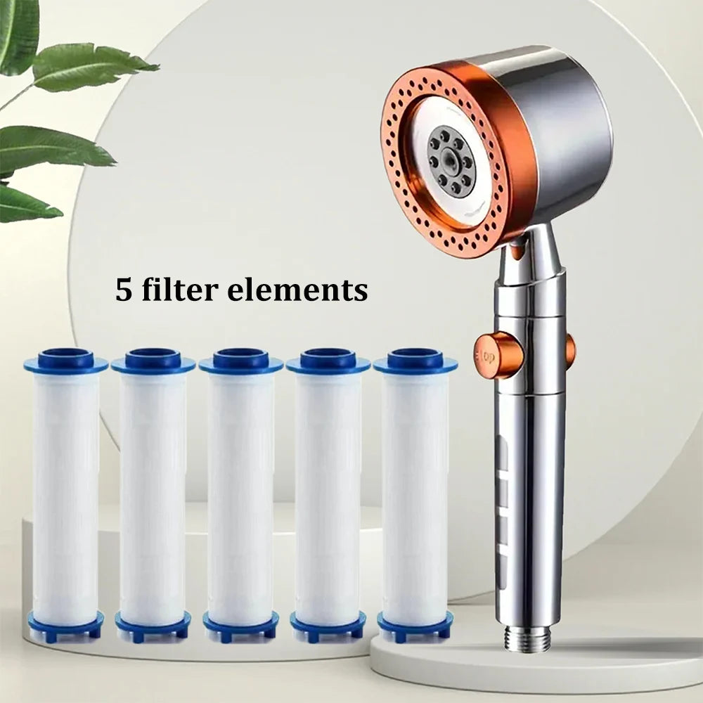 High Pressure Handheld Shower Head (5 Modes) **Water Saver**  One Button Stop