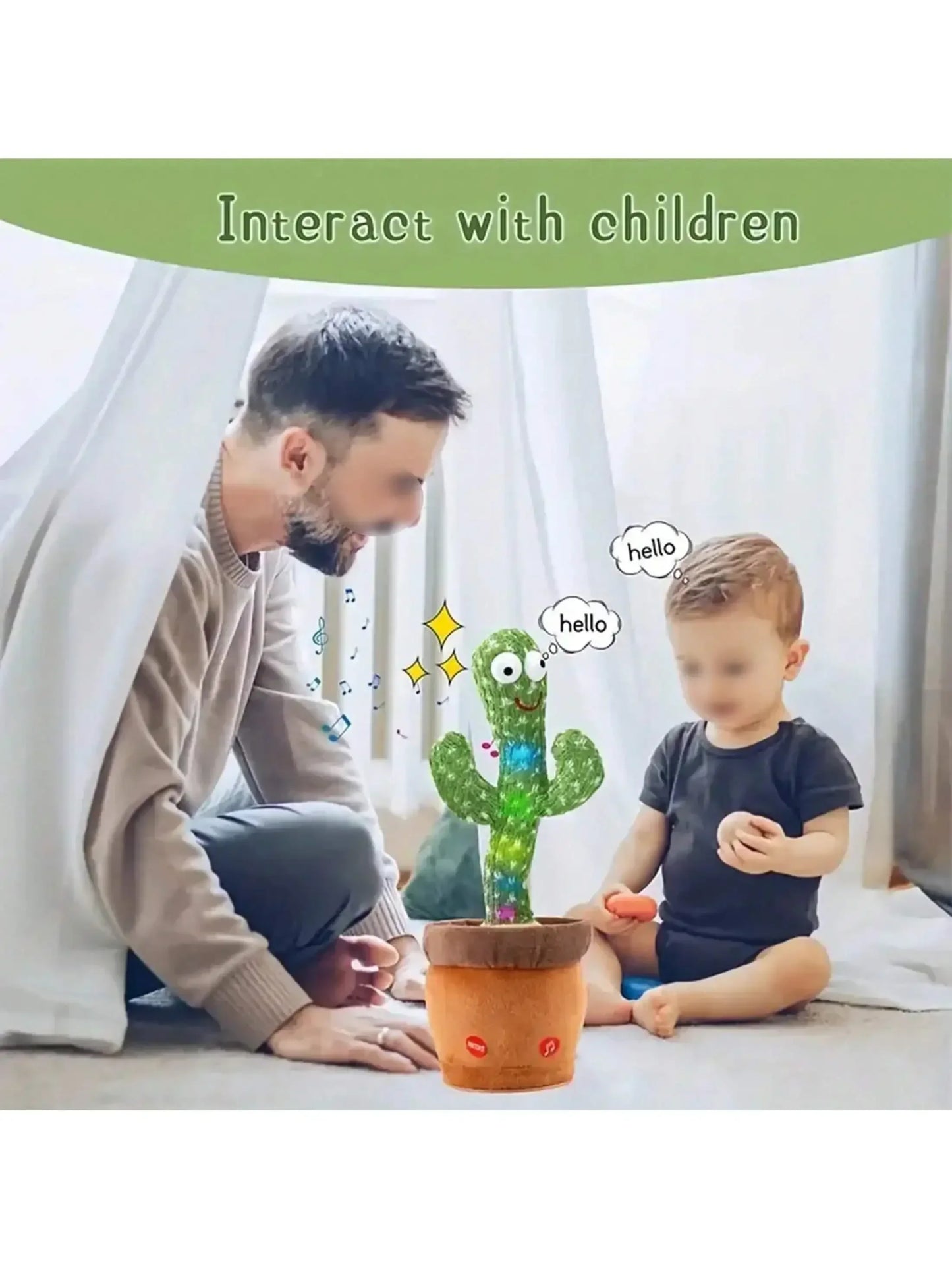 Talking Cactus Toy That Can Be Charged Recorded and Repeated. Suitable for Spanish English and Arabic Voice Changer