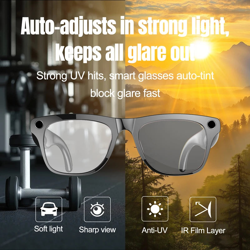 6K HD AI Smart Camera Glasses | Photochromic | Multifunction Bluetooth| Calling | Voice Assistant | Music Player | Translate