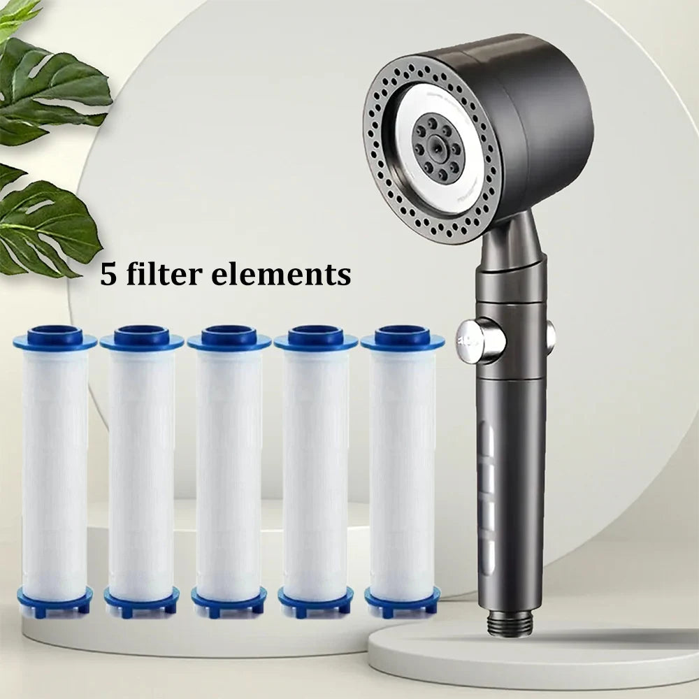 High Pressure Handheld Shower Head (5 Modes) **Water Saver**  One Button Stop