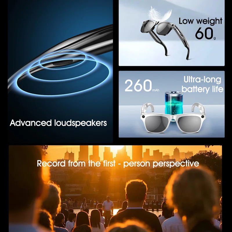 6K HD AI Smart Camera Glasses | Photochromic | Multifunction Bluetooth| Calling | Voice Assistant | Music Player | Translate