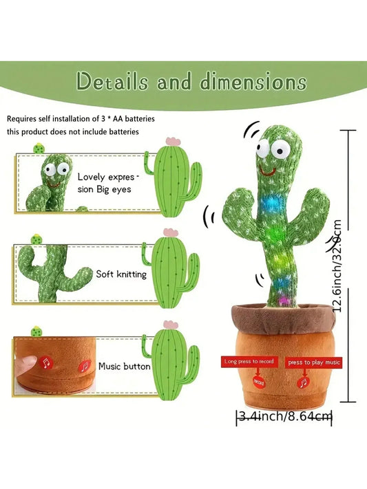 Talking Cactus Toy That Can Be Charged Recorded and Repeated. Suitable for Spanish English and Arabic Voice Changer