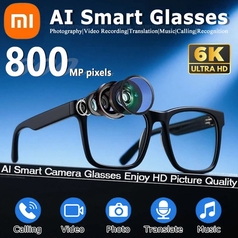 6K HD AI Smart Camera Glasses | Photochromic | Multifunction Bluetooth| Calling | Voice Assistant | Music Player | Translate