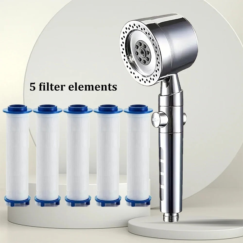 High Pressure Handheld Shower Head (5 Modes) **Water Saver**  One Button Stop