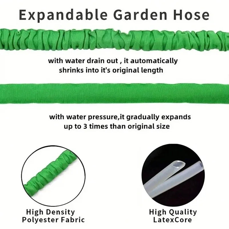 25FT-200FT Expandable Magic Garden Hose | High-Pressure Car Wash Cleaning Water Gun